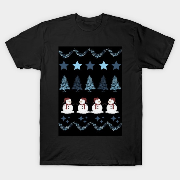 Fair Isle Christmas Snowman - Novelty T-Shirt by LukjanovArt